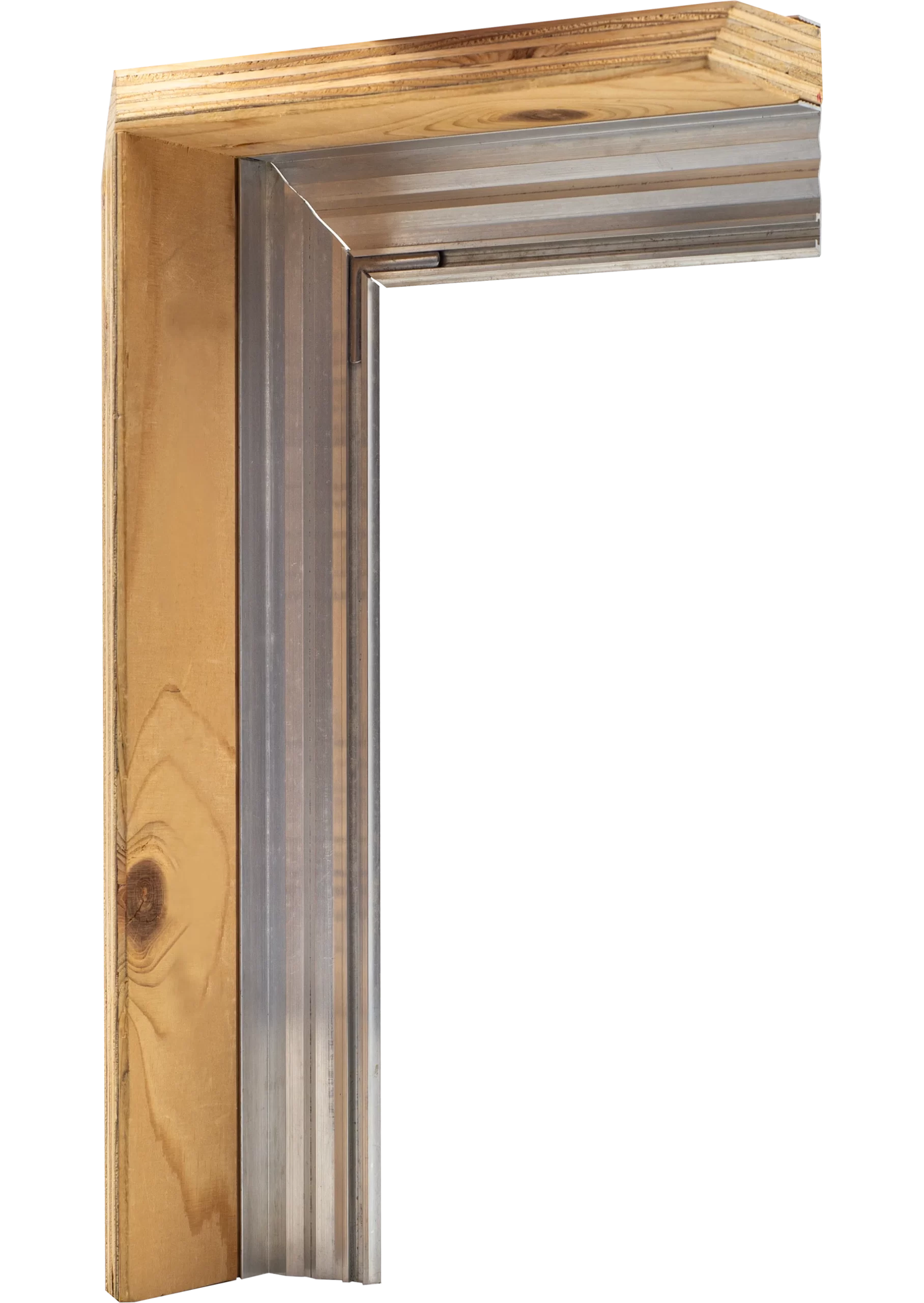 Sezione di un Controtelaio per finestra in legno e alluminio Marte