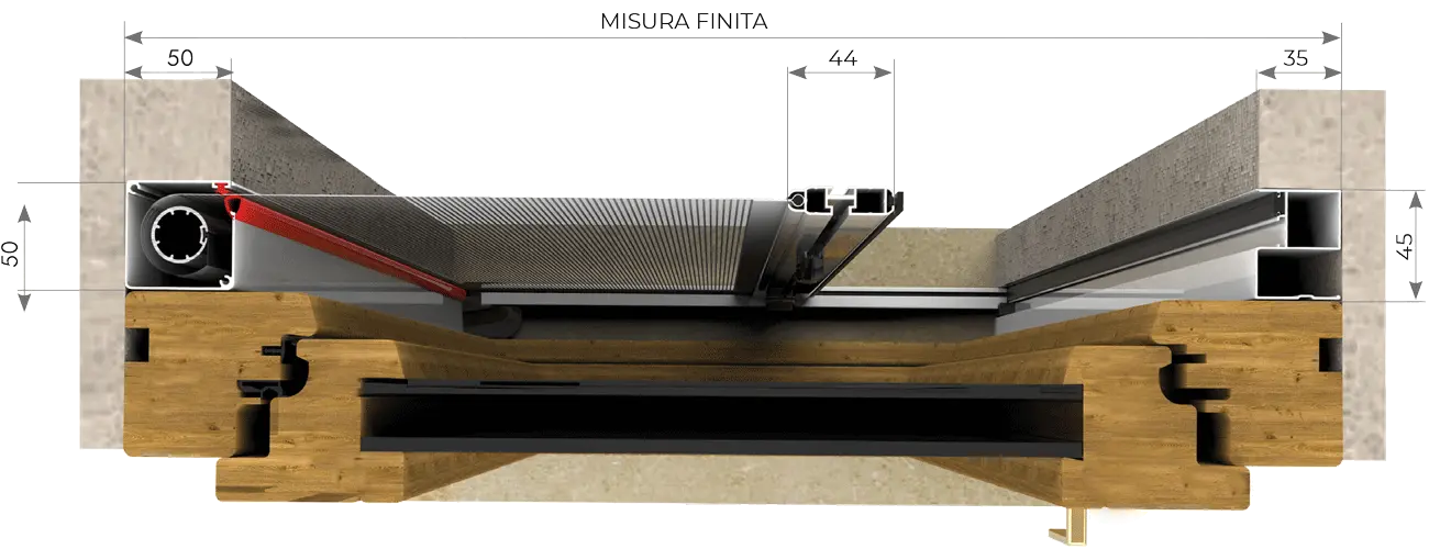 sezione zanzariera laterale woody 50
