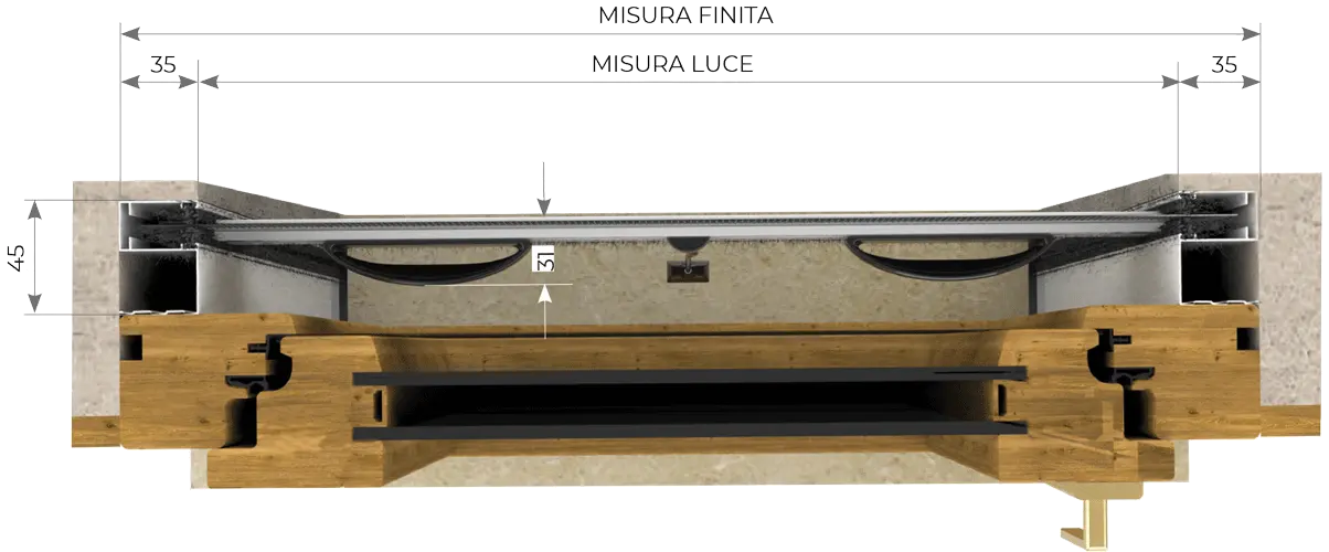 sezione della zanzariera one 45 verticale