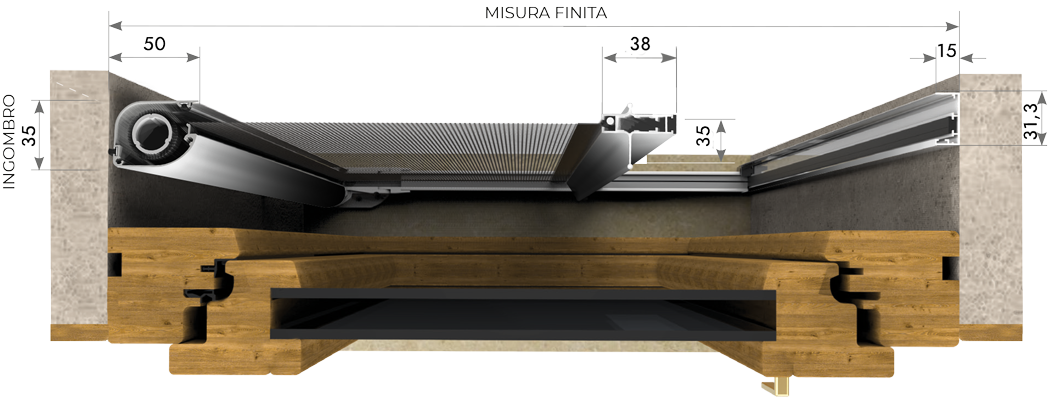 sezione zanzariera iron 35 laterale